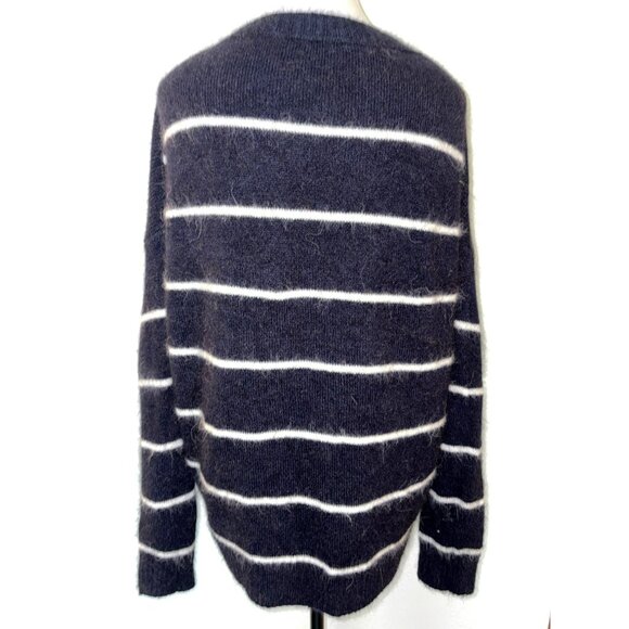 J.Crew Striped Fuzzy Sweater Navy & White Acrylic/Alpaca/Merino Wool/Polyamide/E - Picture 2 of 8